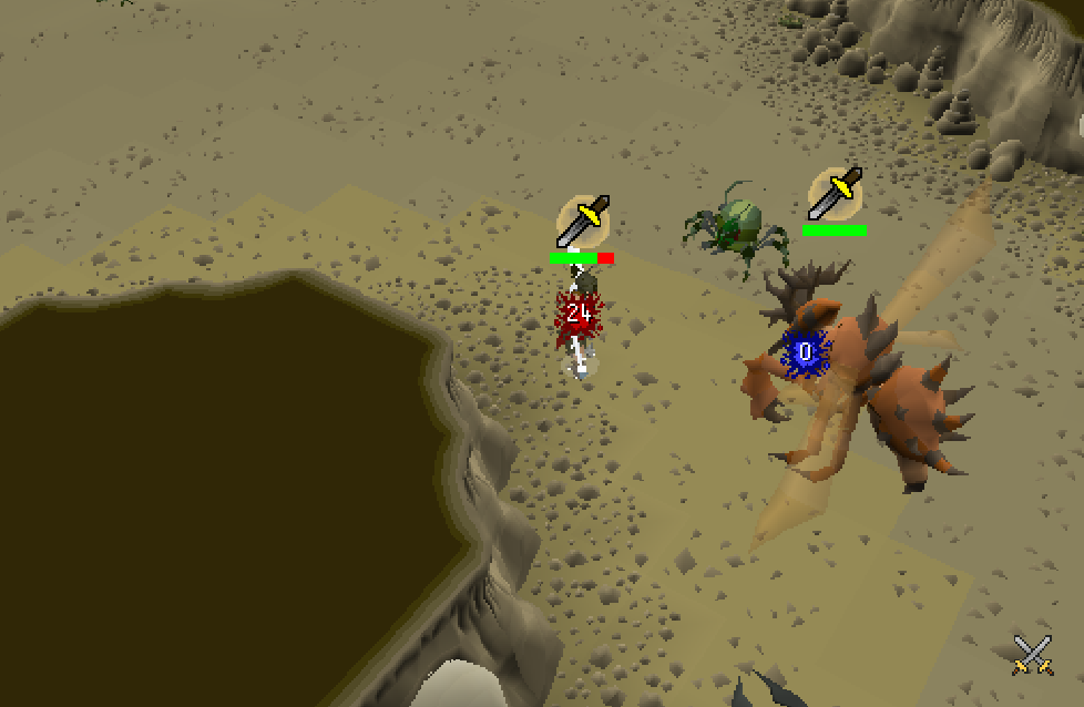 A bronze dragon taking a hit in the Brimhaven dungeon